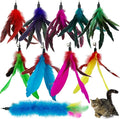 Cat Feather Toys Refills, 10 Pieces Cat Wand Replacement Feathers Toy for Indoor Cats