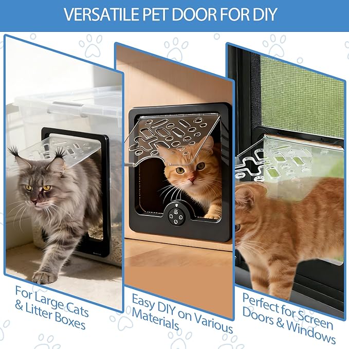 Multi-Use Small Pet Door – for Litter Box, Cabinet, Cage & DIY Projects – Privacy Door Flap for Cats, Rabbits & Small Dogs (9.8" x 11.8" Cutout, Easy Install)