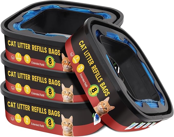 4 Pack Cat Litter Refill Bags Cartridges,Compatible with Genie Cat Litter Refills,Scented/Ultra Odor Control