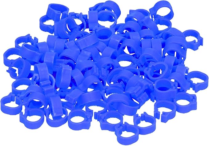 Fydun 100PCS S Leg Rings, 8mm Pigeons Identification Poultry Plastic Bird Foot Clip Pool Vacuum Hoses Bands No Words SuppliesOrange Health Supplies Band for Identify Orange (Dark Blue)