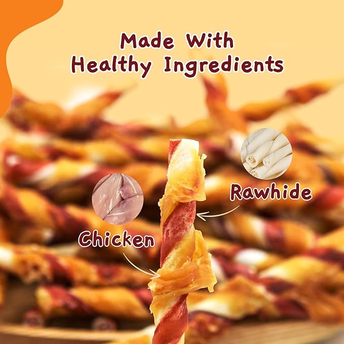 Jungle Calling Dog Treats, Chicken Wrapped Rawhide Chew Sticks - High Protein, Low Fat Dental Chews for Teeth Cleaning & Training Rewards, 10.6oz (Pack of 2)