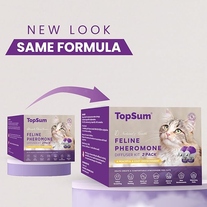 TopSum Cat Calming Pheromone Diffuser: Feline Pheromones Plug in for Stress, Along At Home, Spraying, Fighting, Scratching, Aggression & Excessive Meowing (Purple)