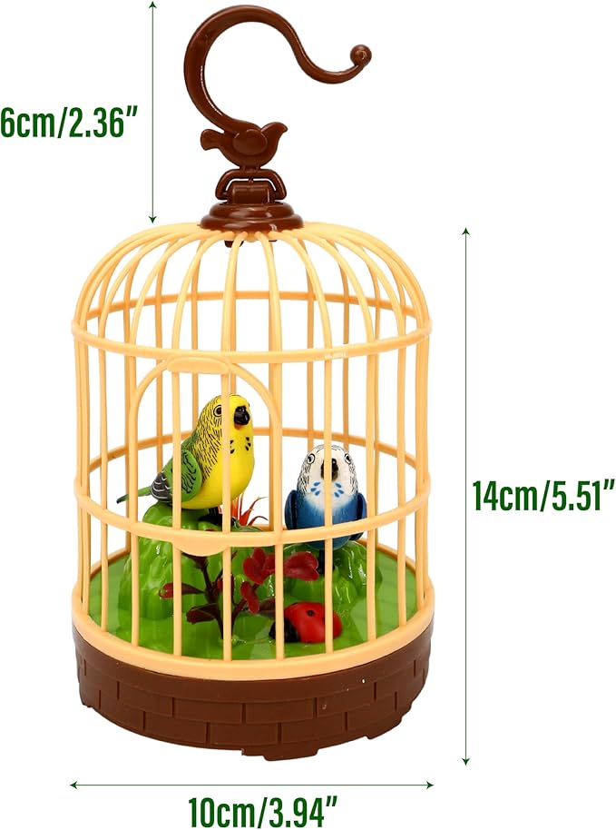 Singing Bird in a Cage Toy, Voice-Activated Induction Birdcage with Talking Chirping Parrot, Realistic Moving Animation, Lifelike Sound, Motion Sensor Music Box, Desk Room Decor (No battery included)