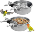 PINVNBY Stainless Steel Bird Bowl Parrot Food Water Bowls with Clamp Holder Bird Feeder Dish Cups Crate Bowls for Cockatiel Pigeons Conure Budgies African Greys (2PCS Screw Size: M)