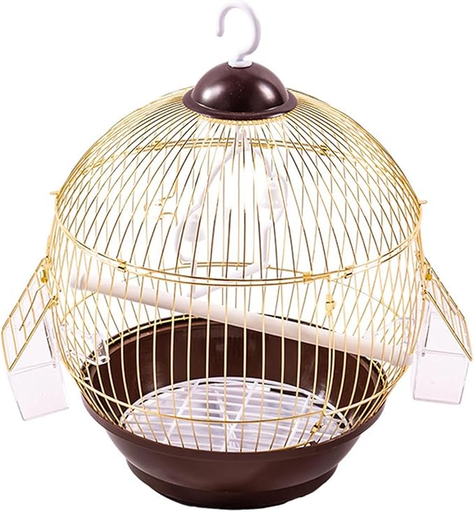 Cage Birdcage Pet House Metal with Food Cup Stand Cage Bird Cage for Budgies Cockatiels Parrot African Grey Conures, Gold