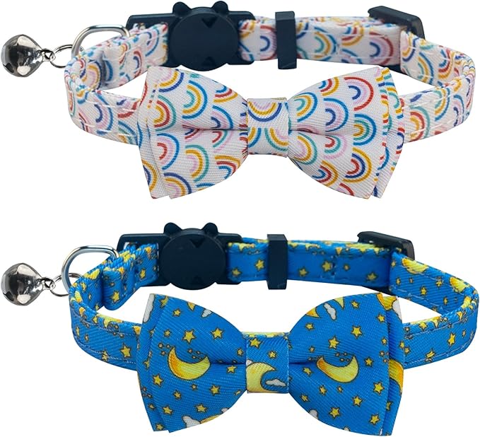 SuperBuddy Cat Collars Breakaway with Bell - 2 Pack Cat Safety Collars for Boys & Girls - Safety Buckle Kitten Collar for Pet Supplies,Stuff,Accessories
