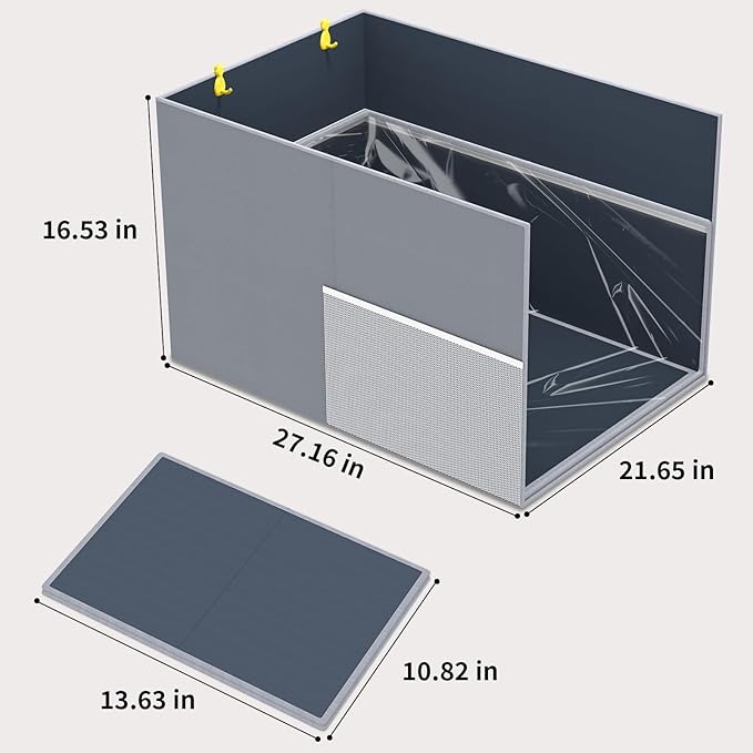 Aokeyee 2PCS Cat Litter Box Enclosure Splash Guard, All-in-One Large Waterproof Gray Litter Box Enclosure, Foldable Pet Litter Box Shield