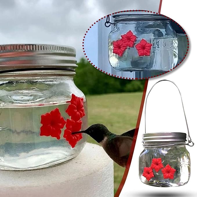 Hanging Bird Feeder for Wild Birds Flower Outlet Feeder Outside Water Bottle Birds Watering Supplies Feeders for Outdoors Feeders for Outdoors Metal