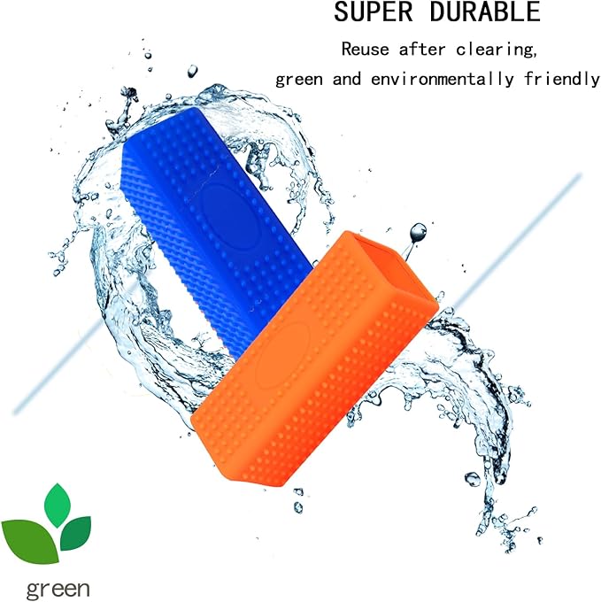 2pcs Pet Dog Cat Hair Remover, Pet Hair Removal Tool, Hollow Cleaner Brush for car，Interior, Furniture, Sofa (orangeblue)