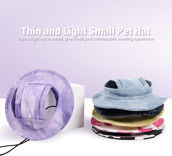 DENTRUN Cat Cowboy Hats with Ear Holes - Mini Sombrero Kitten & Chihuahua Hats for Tiny Pets - Fun Birthday Party Costume & Decorations