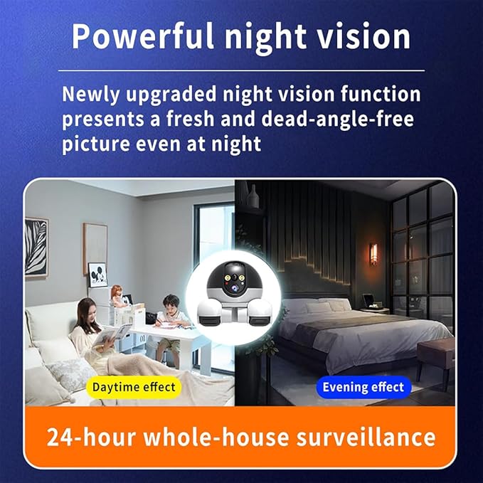 Pet Cameras Indoor with Phone App, 1080p Dual Lens, P 360°/T 90° Rotation Monitoring, 2-Way Talk, Night Vision, Motion Detection, Video Recording (4G, 64GB)