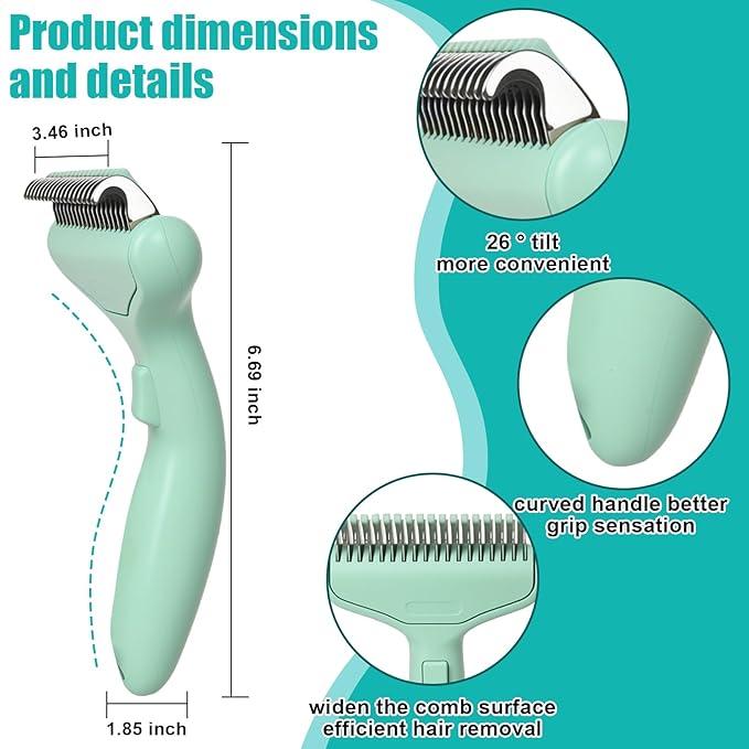 Dog & Cat Brush, Deshedding Brush with Easy Release Button, Premium Grooming Tool for Shed Control & Undercoat Removal, Ideal for Long/Short Haired Pets (Mint Green)