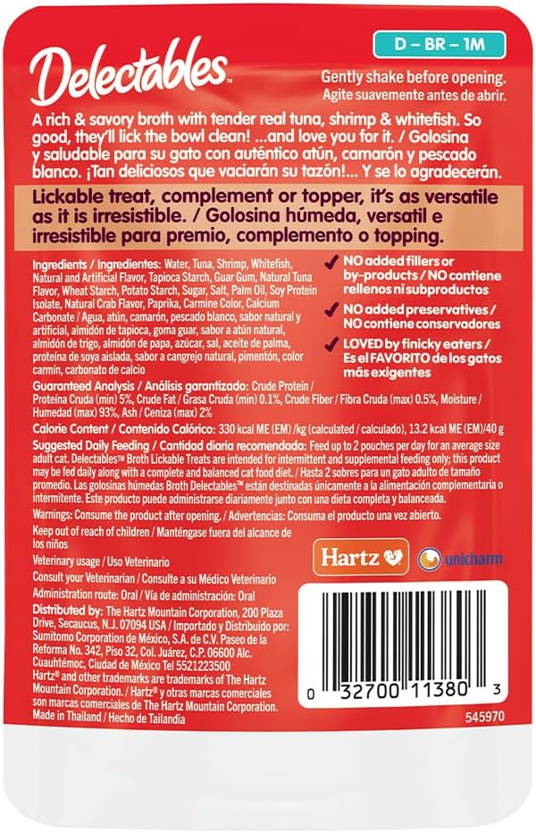 Hartz Delectables Savory Broths Variety Lickable Wet Cat Treats,(Pack of 24)