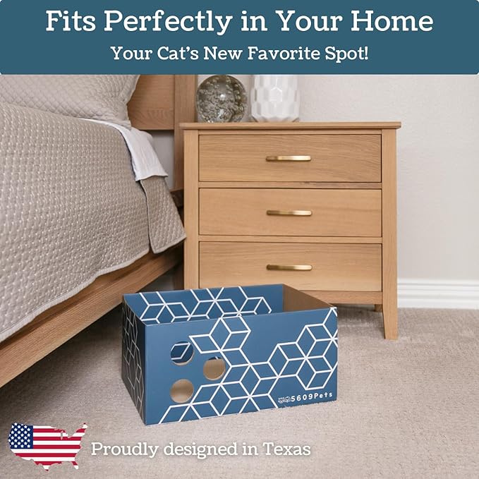 Extra Large Cardboard Cat Scratcher with 3 Refillable Double-Sided Scratch Pads, No‑Mess Cat Scratching Box for Indoor Cats