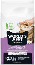 WORLD'S BEST CAT LITTER Multiple Cat Lavender Scented 15-Pounds - Natural Ingredients, Quick Clumping, Flushable, 99% Dust Free & Made in USA - Calming Fragrance & Long-Lasting Odor Control