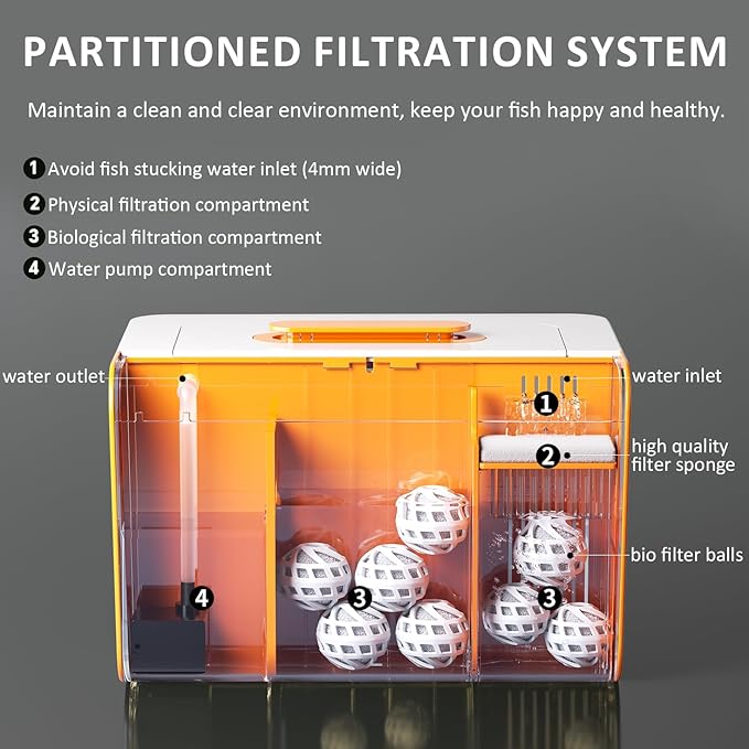 Betta Fish Tank Kit 2.5 Gallon Aquarium with Hidden Filtration, Light, Lid, Small Acrylic Tank for Beta, Shrimp, Guppy