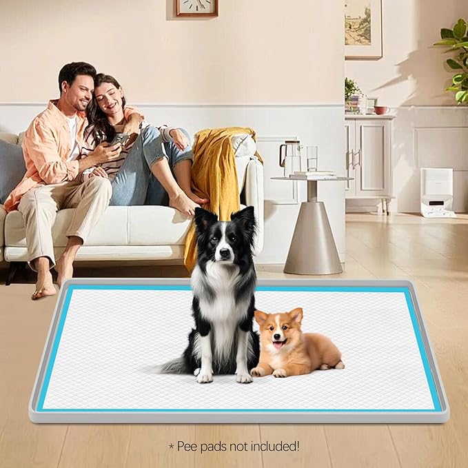 Pee Pad Holder for Dogs, 46" x 32" Extra Large Silicone Pee Tray Mat High Edge, Leak-Proof, No Spill Pet Pad Holder for Puppy, Cat, Rabbit, Training Pads for Floor Protection, No Pee Pads