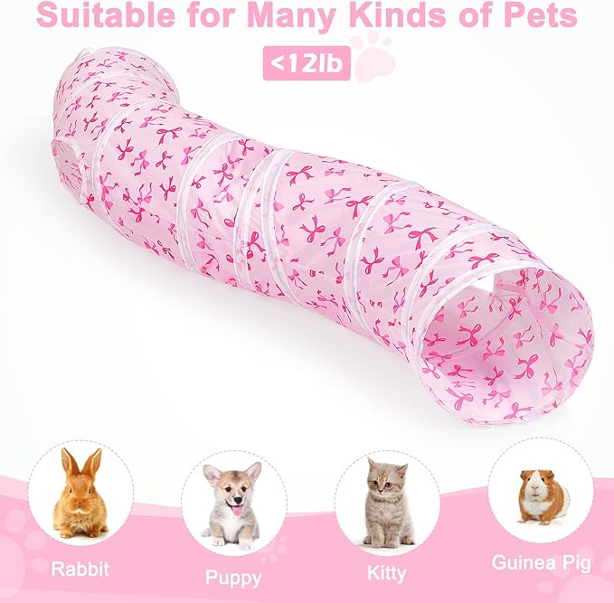 Glittme Cat Tunnel, Cat Tunnels for Indoor Cats, S-Shape Peekaboo Cat Cave with Cat Toys, Foldable Cat Tubes and Tunnels for Cats, Rabbit, Puppy, Guinea Pig