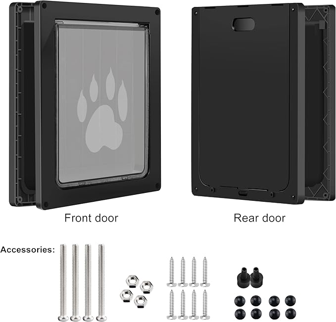 CEESC Dog Door for Pets Up to 45 lb, Weatherproof Pet Door for Cats and Dogs, Durable, Snap-in Closing Panel Included, Suitable for Interior and Exterior Doors(Medium Black)
