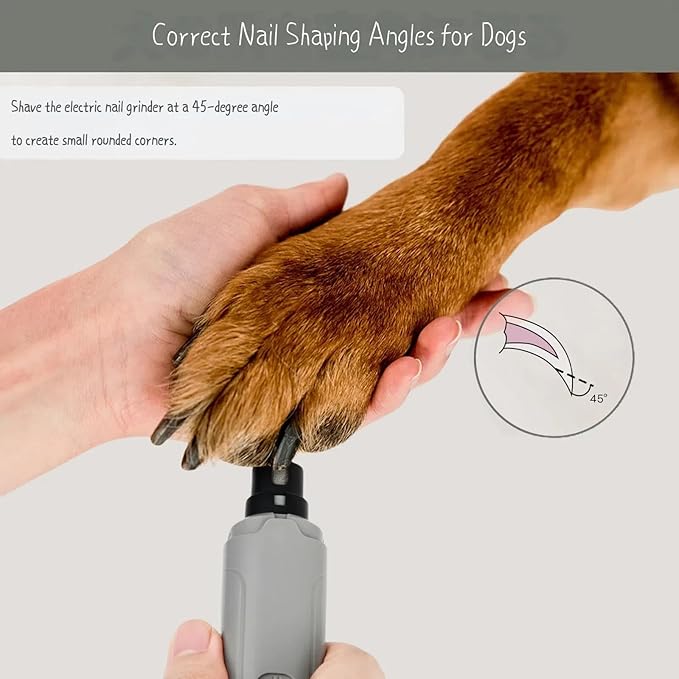 Pet Nail Grinder with LED Light, 2 Speeds & Diamond Bit Grinder - Quiet Electric Dog Nail Trimmer for Small to Large Dogs, Cats, Puppies - USB Rechargeable File for Painless Paw Care at Home