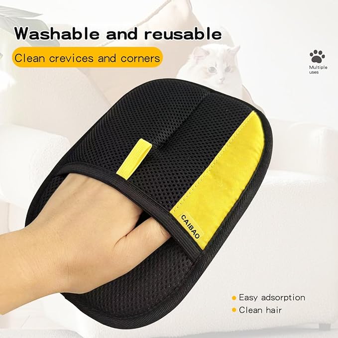 Electrostatic Pet Hair Removal Gloves: Quick Wiping - Reusable & Washable for Sofa Clothing Pet Beds Effortless Cats & Dogs Hair Remover for Busy Pet Owners (1pcs-Black)