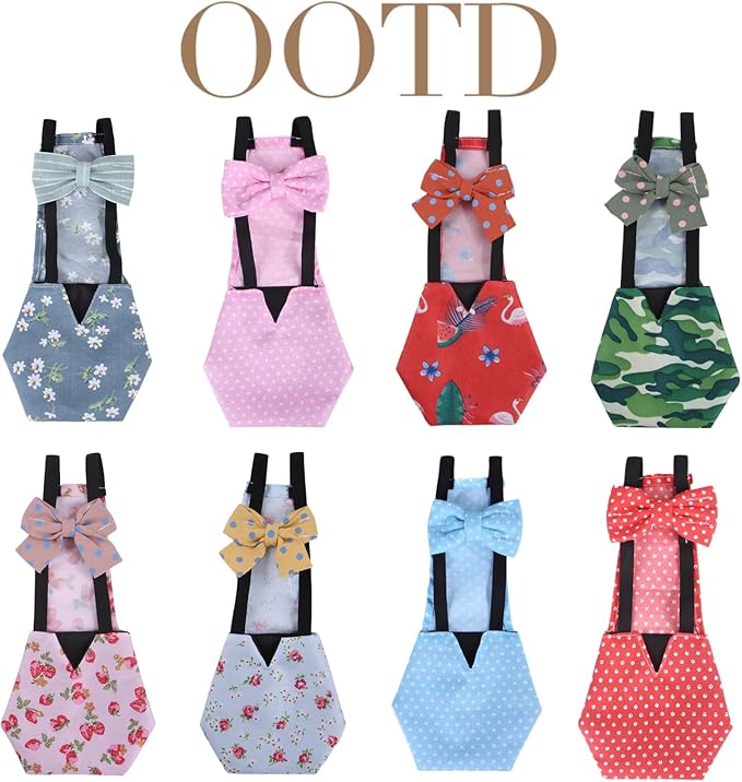 MANON ROSA Chicken Diapers Bantam Hens - Reusable 3-Piece Set with Bow Ties Poultry Nappies Washable Waterproof for Geese Pet Ducks Silkie (Polka Dot Large)