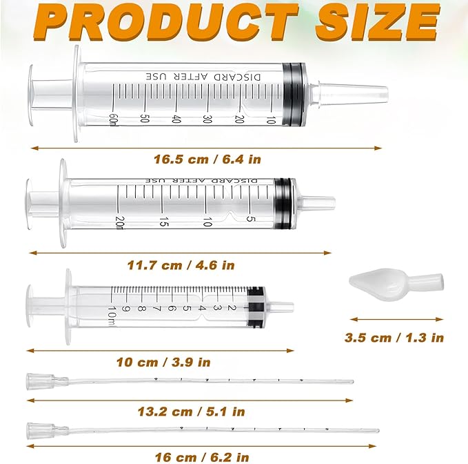 Baby Bird Feeding Syringe Set Baby Bird Parrot Small Pet Manual Feeding Syringe Set for Parrot Small Pet Syringe with Spoon Tip & Tubes (10ml+10ml+20ml+60ml)