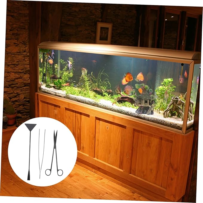 Happyyami 3pcs Set Fish Tank Cleaning Tool Aquarium Tools Kits Aquatic Plants Aquascaping Tools Aquarium Spatula Tool Water Plants Kit Water Plants Kit