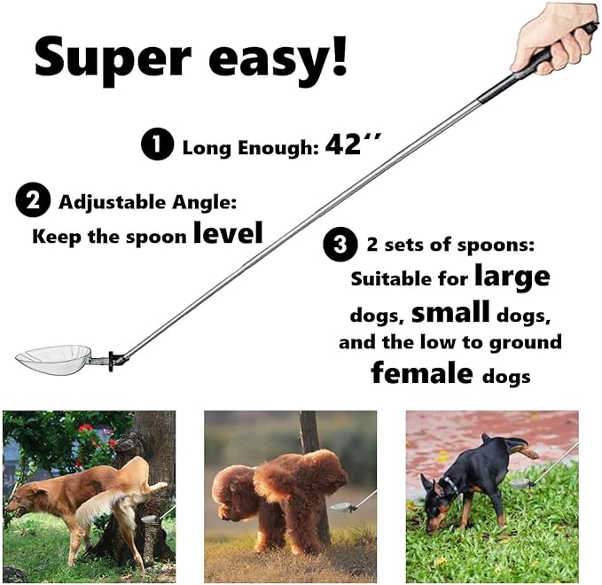 Dog Cat Urine Collector- Telescopic Handled Dog Pee Sample Catcher for Veterinary Supplies, Urine Stick for Small Large Female Dogs Extends to 42"