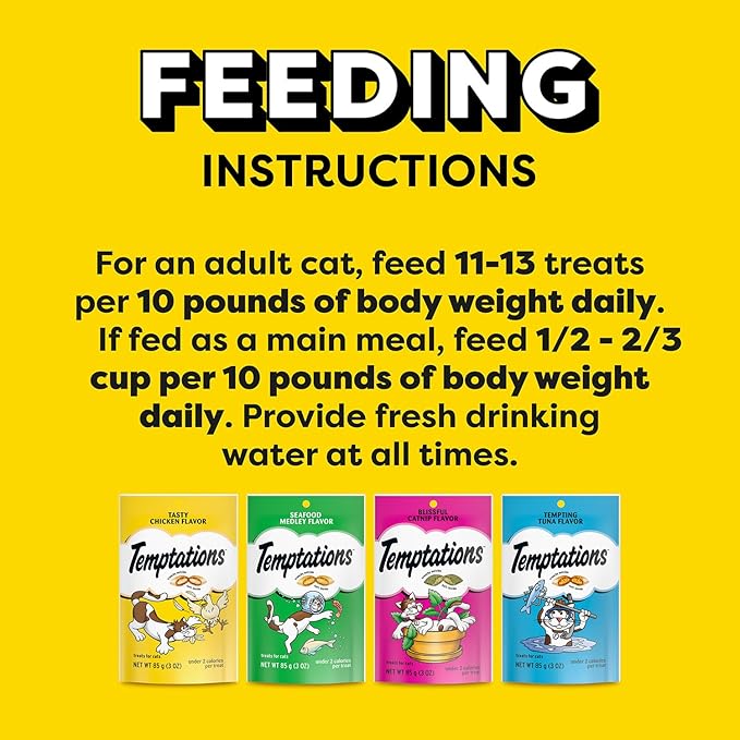 Temptations Cat Treats Classic Crunchy and Soft Feline Favorites Variety Pack,3 oz. Pouches,(Pack of 12)