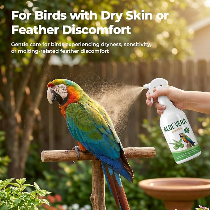 Aloe Vera Spray Bird, Bird Bath Mist for Parrots, Cockatiels, Conures & Finches, Helps Ease Dry Itchy Skin, Moisturizes Feathers, Supports Molting Comfort, Odor-Free, 8.5 fl oz (251 mL)