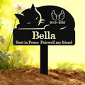 Custom Sleeping Cat Grave Marker Outdoor, Personalized Metal Cat Memorial Grave Stake with Name and Date, Outdoor Waterrproof Cats Memorial Plaque