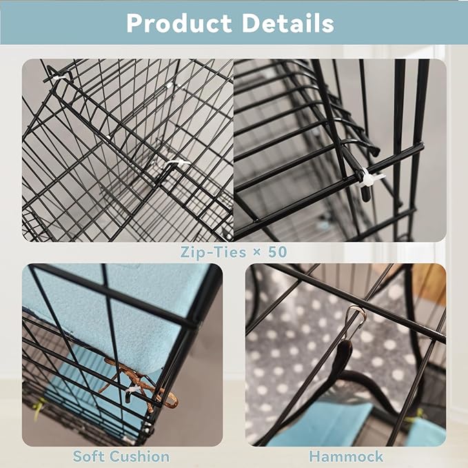 4-Tier Cat Cage Indoor: Large Cat Enclosure Pet Playpen Detachable Metal Wire Kennel Collapsible Crate with Scratching Post & Plush Pads & Hammock for Cats Kittens