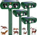 4 Pack Solar Ultrasonic Animal Repeller Outdoor Motion Activated Cat Deterrent & Deer Repellent Devices for Yard Garden IP65 Waterproof Ultrasonic Pest Repeller for Squirrel Raccoon Dog Skunk Rabbit