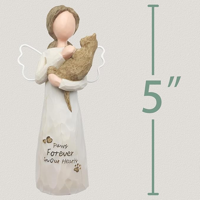Cat Memorial Gifts for Loss of Cat, Cat Loss Sympathy Gifts, Cat Bereavement Gifts in Memory of Passed Away Pet Cat, Resin Cat Angel Figurine for Cat Mom and Cat Lovers