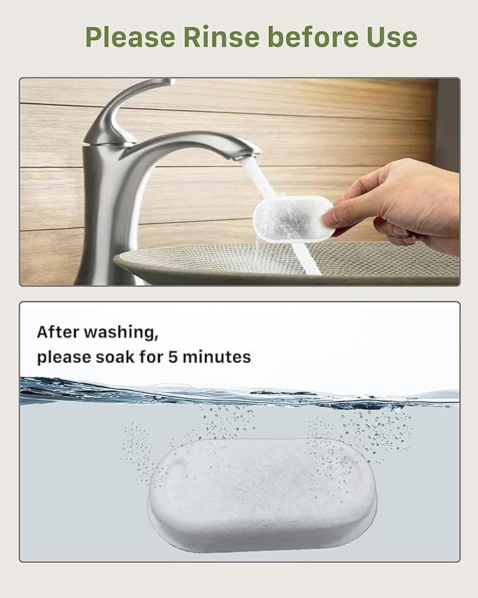 GIOTOHUN Pet Water Fountain Filter: 24 Cat Water Fountain Filters - 12 Pieces Filters + 12 Pieces Sponges for Cat Fountain H1 (67oz/2L)