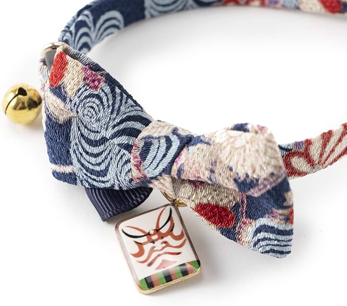 Necoichi Kabuki Charm Bow Tie Cat Collar (Navy)