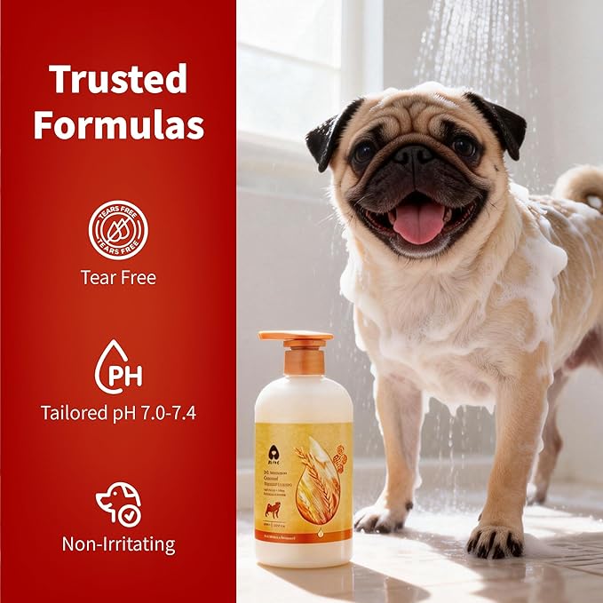 Arf Arf 5X Concentrated Oatmeal Dog Shampoo for Sensitive Skin - Tear-Free Deodorizing Wash for Puppies & Frenchies - Soothing Lithospermum & German Odor Control Formula - 16oz