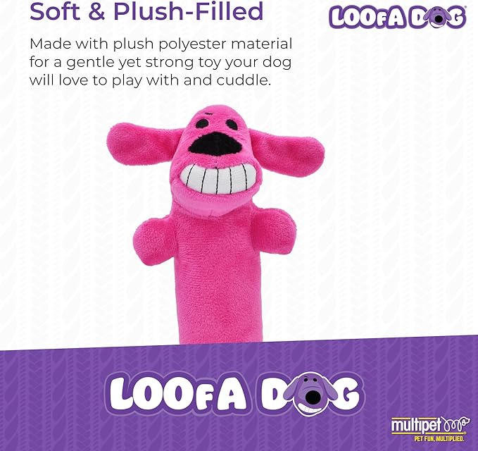 Multipet Original Loofa Dog Plush Toy - Squeaky Toy for All Dogs - Extra Soft Plush - Stuffed Animal Dog Toys for Playing (1 Count, 6”, Random Color Surprise)