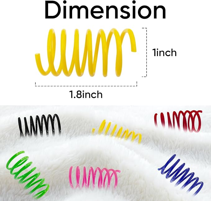 AGYM 6Colors Plastic Spring Cat Toys, 24 Pack Spiral Springs for Indoor Cats to Swat, Bite, Hunt, Interactive Toys for Cats and Kittens