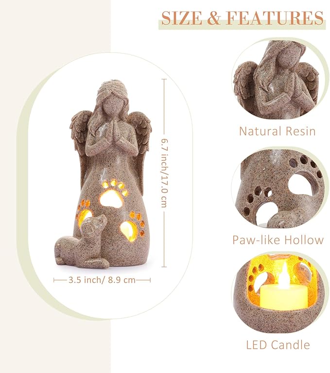 BEARAE Dog Memorial Gifts for Loss of Dogs, Pet Loss Sympathy Gifts, Dog Passing Away Bereavement Gift, Remembrance Grieving Dogs Angel Candle Holder