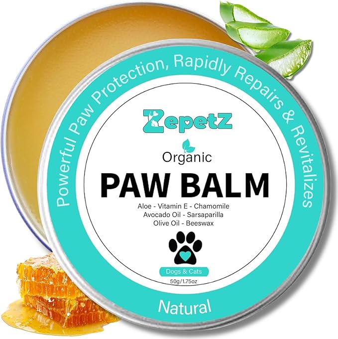 Lick-Safe Organic Paw & Nose Balm for Dogs, Cats & More – All-Natural, Hypoallergenic – Heals, Protects & Restores Dry, Cracked Dog Paws, Snouts & Elbows – Aloe, Avocado Oil, Beeswax – 1.75 oz