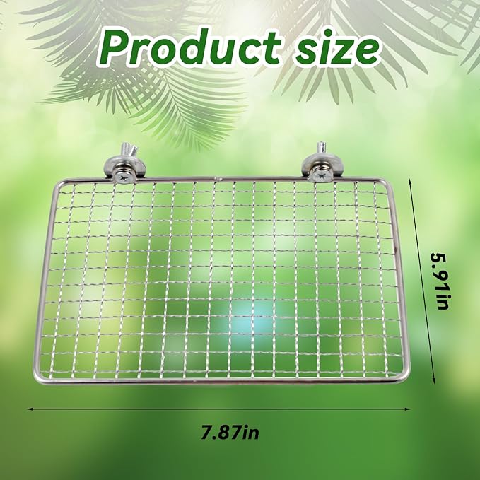 Platform Perch for Parrots,7.87 x 5.90 Inch Bird Flat Perches Stainless Steel Budgie Stand Shelf Rectangle Anti-Chewing Bird Cage Accessories for Small Cockatiel Budgie