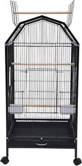 Bird Cage, Open Top Medium Small Bird Cage with 360° Full Hollow Design & Interactive Skylight Rolling Birds Cages for Cockatiel Sun Conure Green Cheek Senegal Meyer's Red-Bellied 18.11*18.11*39.9 In