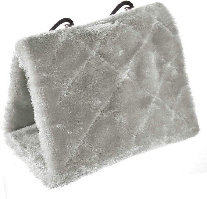 MOACC Winter Warm Bird Nest House Shed Hut Hanging Hammock Finch Cage Plush Fluffy Birds Hut Hideaway for Hamster Parrot Macaw Budgies Eclectus Parakeet Cockatiels Cockatoo Lovebird (L, Grey)