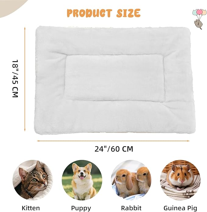 2 Pack Large Cat Bed Mat - 18"x24"(45x60cm) Extra Thick 5cm Soft Self Warming Pet Pad, Reversible Washable Cat Sleeping Mat for Indoor Outdoor Cats Kittens Small Dogs, Thermal Pet Bed Cushion Grey