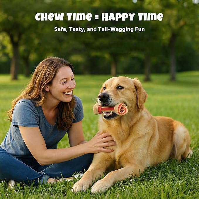 Havira Rawhide Free Dog Chew Bone, Puffed Peanut Flavor 10 Count Value Pack, 6–7 Inch Long Chews Easy to Digest for Daily Rewards, Training or Calm Chewing, Safe Rawhide Alternative Dogs Love