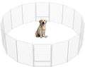 SunsGrove Dog Play Pen Indoors, 40 Inch 16 Panels Dog Playpen for Medium and Large Dogs, Easy Setup Anti-Rust Pet Fence, White