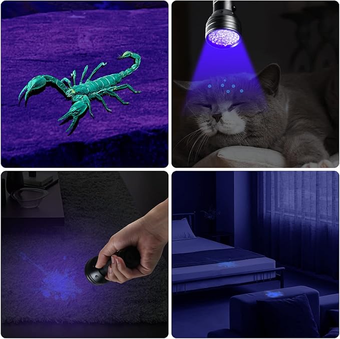 UV Flashlight Black Light, 51 LED UV Light Handheld Blacklight, Pet Urine Detectors 395nm Detector for Pet Urine, Dog/Cat Urine Stains, Bed Bug and Scorpions（Battery Not Included）
