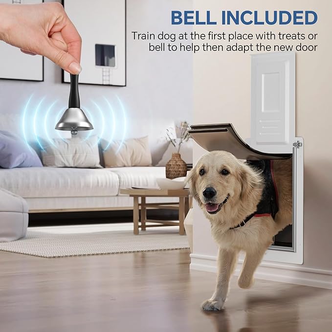 Dog Door for Wall - Steel Frame, Telescoping Tunnel & Double Food-Grade Silicone Flaps Pet Door, Large Dog Door with Secure Lock (Pets Up to 100 lbs) - Large